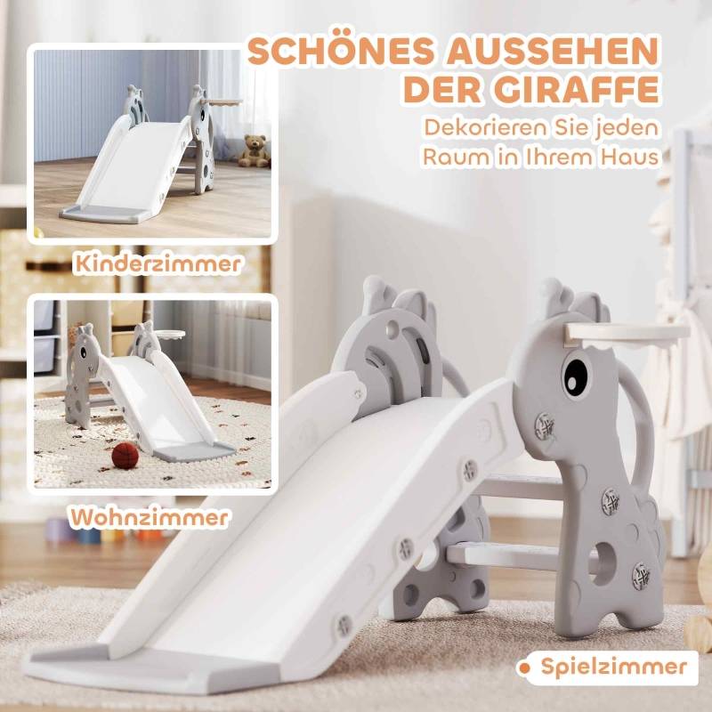 Toboggan enfant 3 en 1 forme girafe avec panier de basket pour 1-3 ans Gris – ComfortXL Outdoor Living - Image 5