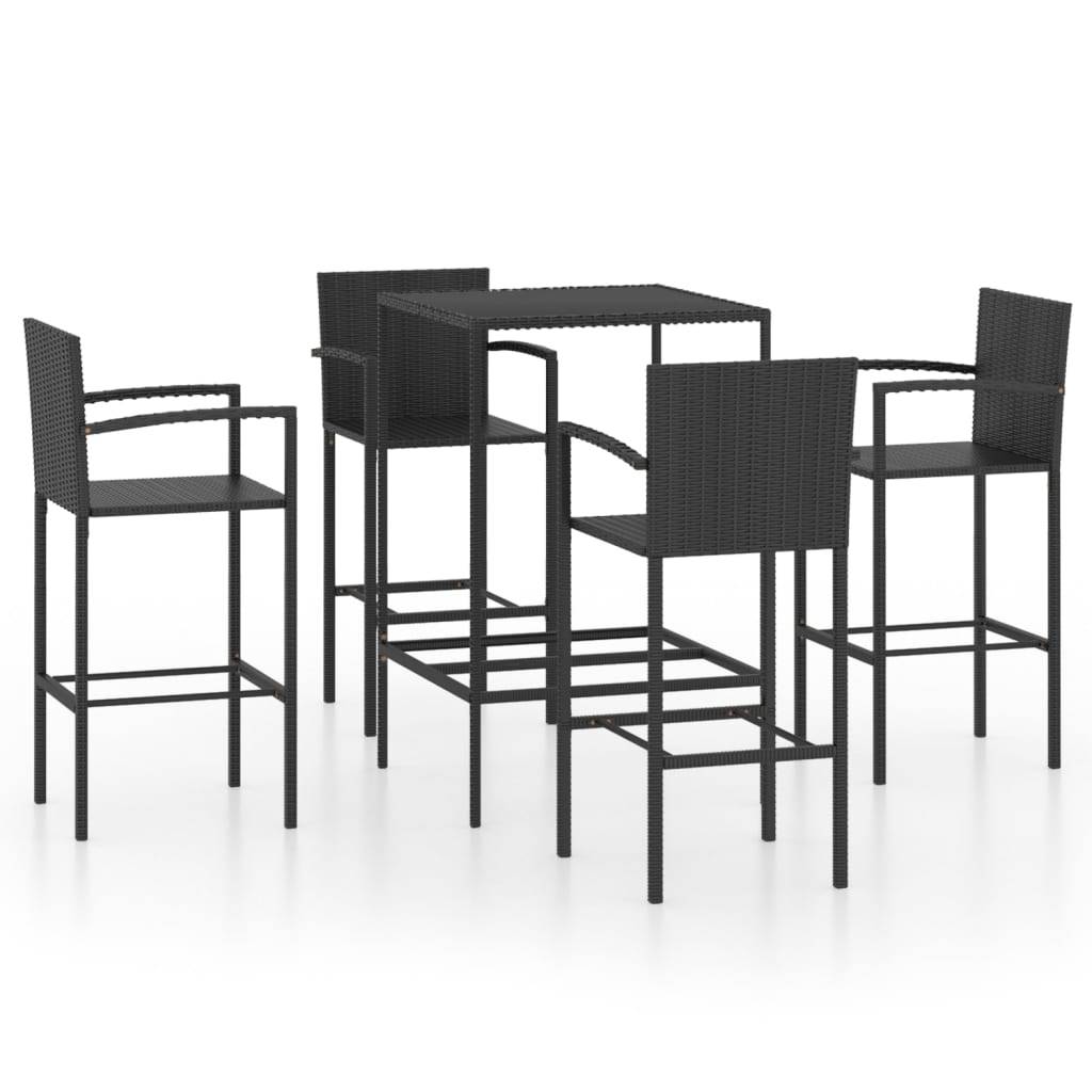 Helloshop26 - Ensemble de bar de jardin 5 pièces résine tressée noir - Imagen 1