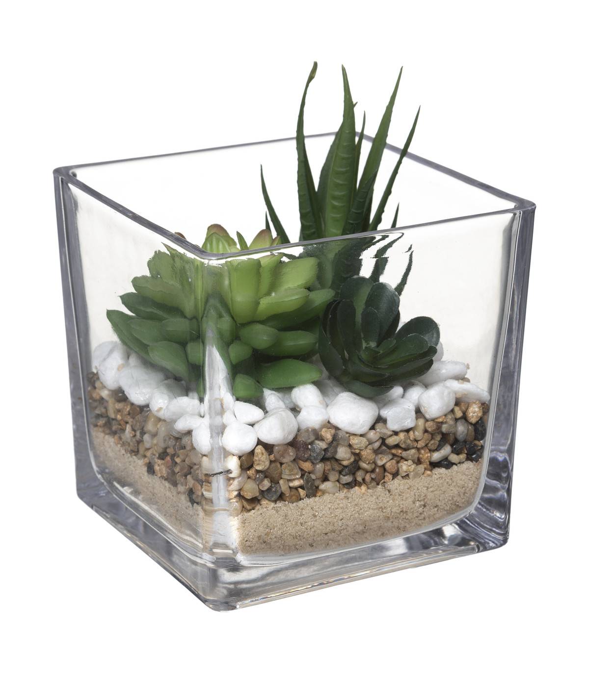 Composition de plantes arificielles Pot en Verre H 15 cm - Image 1