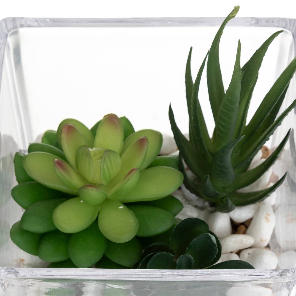 Atmosphera - Composition des plantes arificielles pot verre H12cm - Atmosphera Créateur d'intérieur - Imagen 2