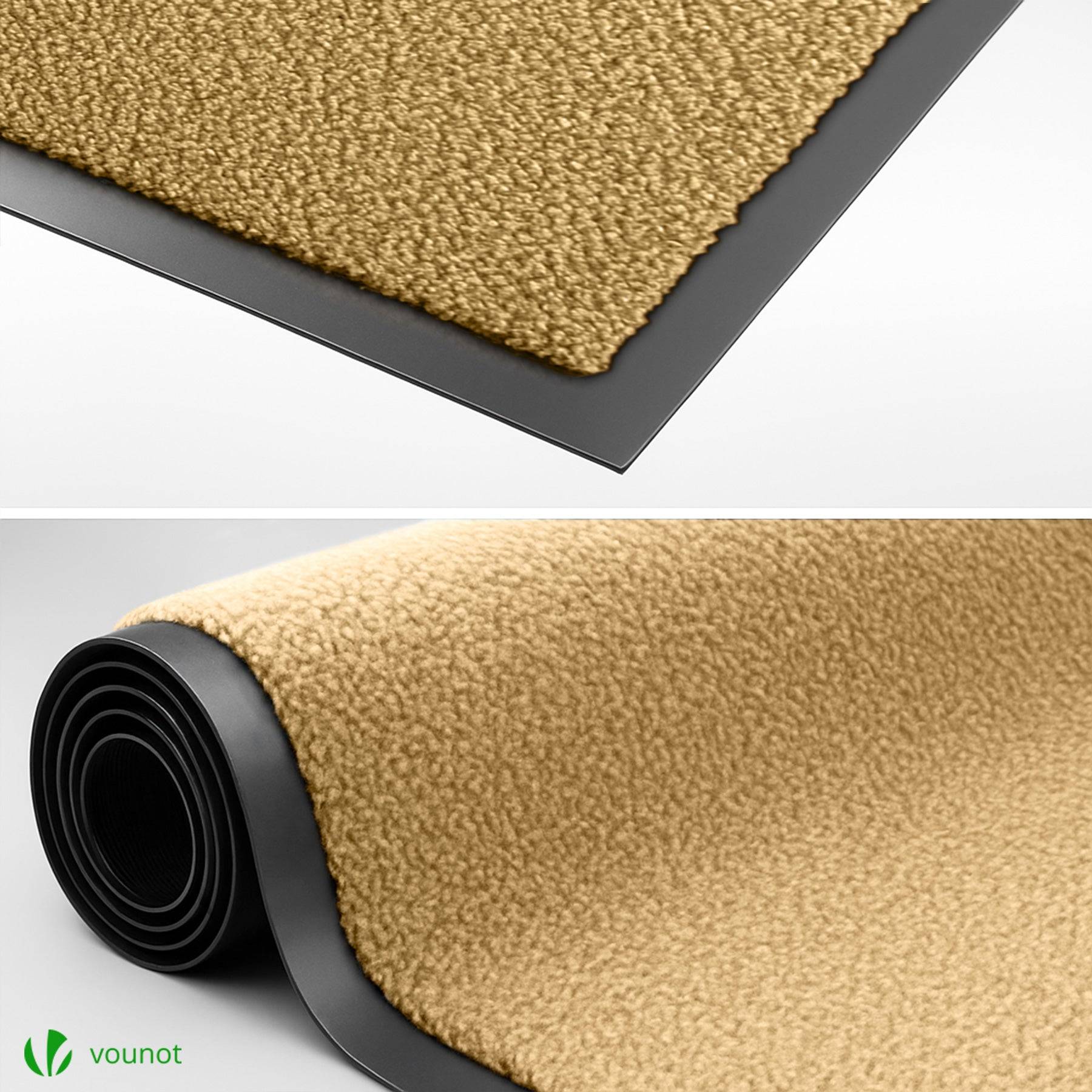 VOUNOT® Lot de 2 Tapis de porte paillasson d'entrée 40x60cm - antidérapant antipoussière imperméable lavable - beige - Image 6