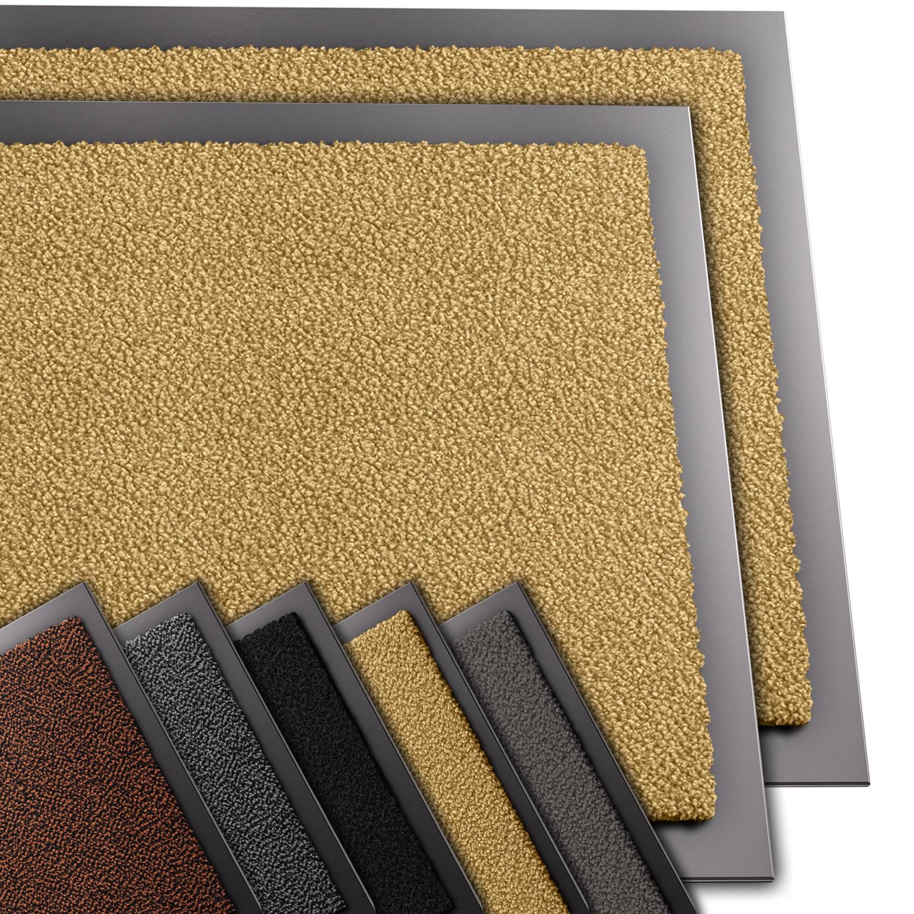 VOUNOT® Lot de 2 Tapis de porte paillasson d'entrée 40x60cm - antidérapant antipoussière imperméable lavable - beige - Image 1