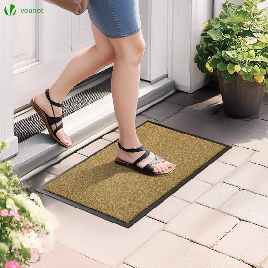 VOUNOT® Lot de 2 Tapis de porte paillasson d'entrée 40x60cm - antidérapant antipoussière imperméable lavable - beige - Image 7
