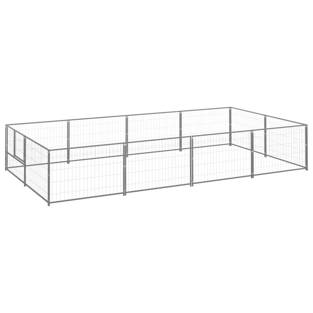 Helloshop26 - Chenil extérieur cage enclos parc animaux chien argenté 8 m² acier - Imagen 1
