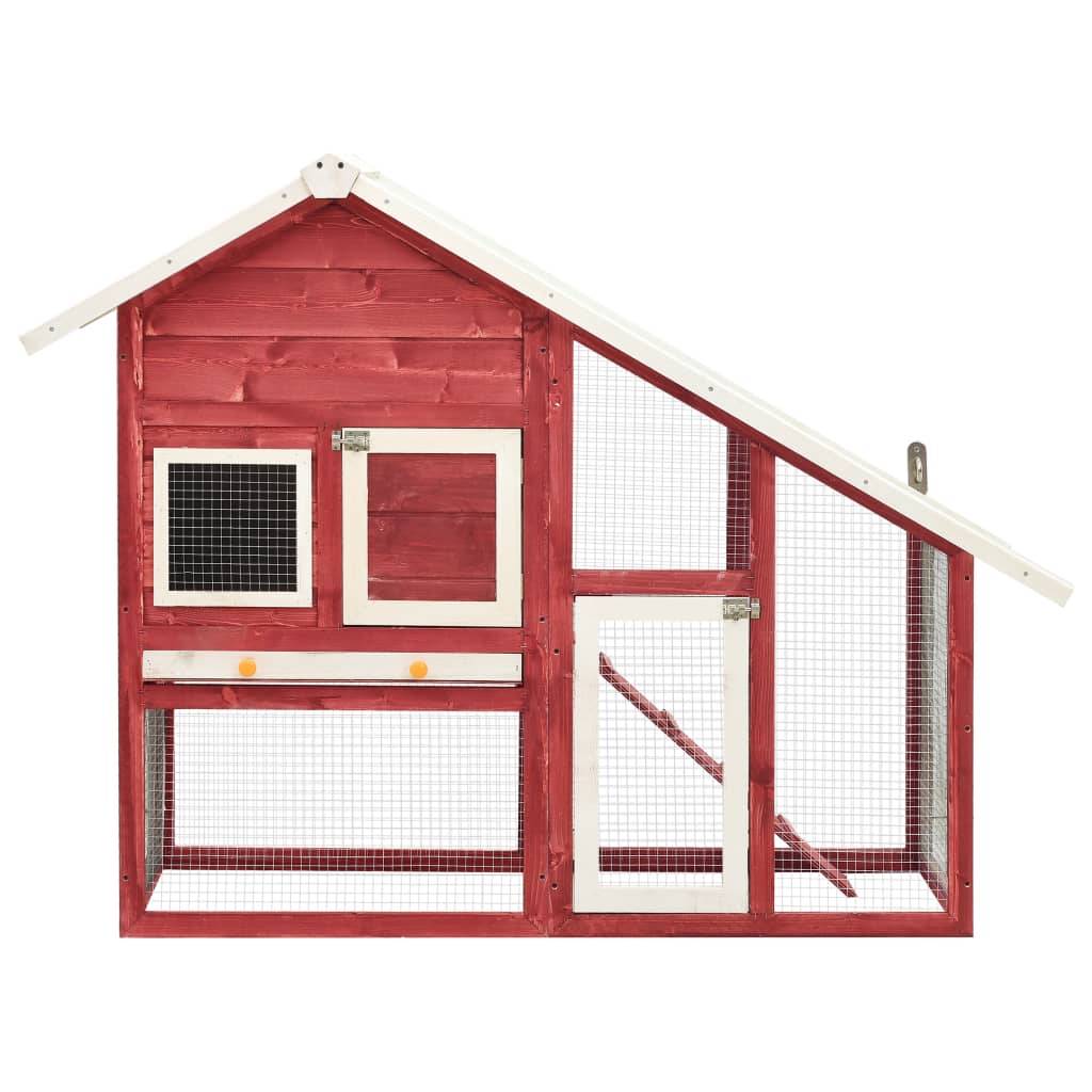 Vidaxl - Clapier Rouge et blanc 140x63x120 cm Bois de sapin massif vidaXL 170871 - Imagen 2