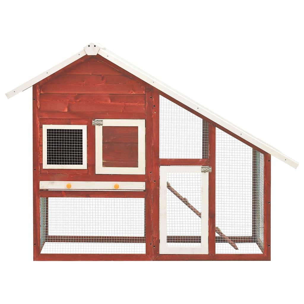 Vidaxl - Clapier Rouge et blanc 140x63x120 cm Bois de sapin massif vidaXL 170871 - Imagen 9