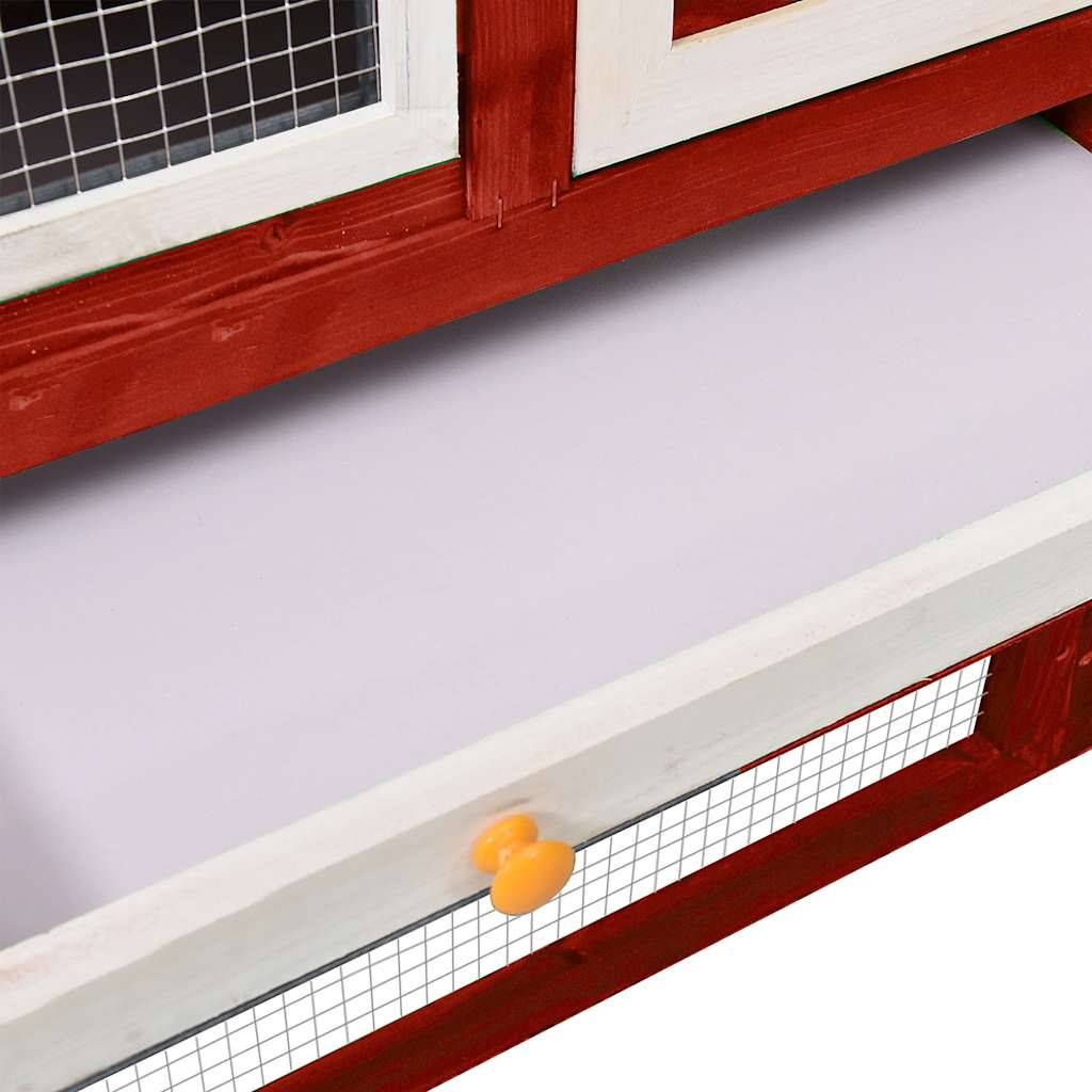 Vidaxl - Clapier Rouge et blanc 140x63x120 cm Bois de sapin massif vidaXL 170871 - Imagen 7