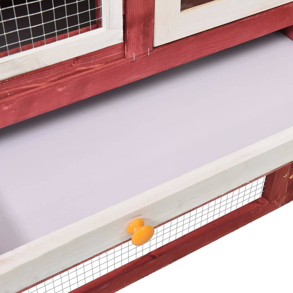 Vidaxl - Clapier Rouge et blanc 140x63x120 cm Bois de sapin massif vidaXL 170871 - Imagen 10