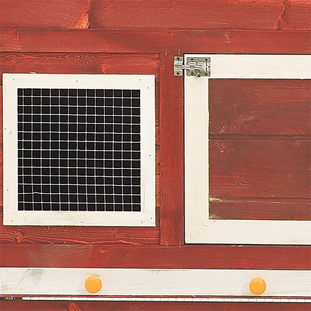 Vidaxl - Clapier Rouge et blanc 140x63x120 cm Bois de sapin massif vidaXL 170871 - Imagen 4