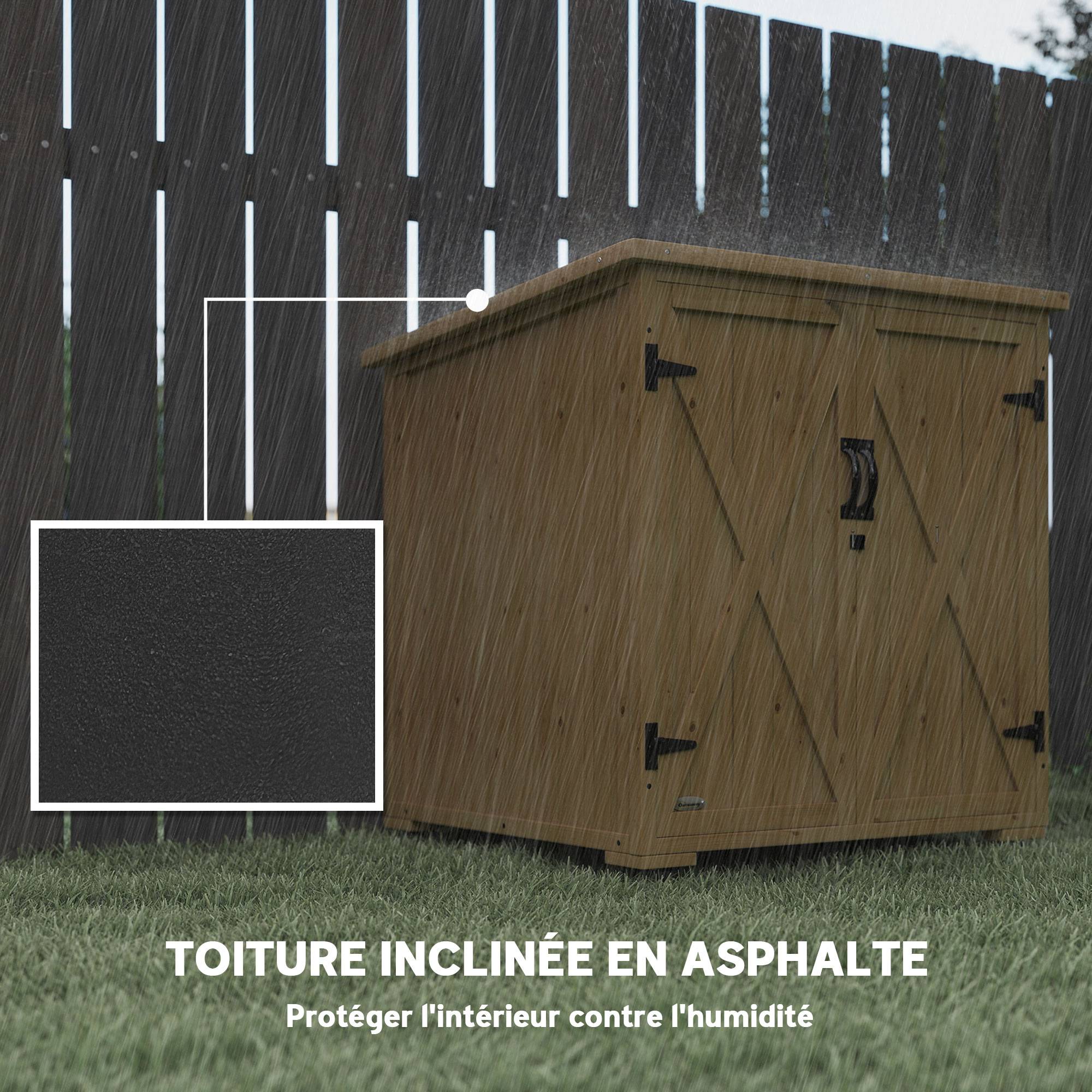 Outsunny - Armoire jardin 77,5L x 88P x 83/90H cm 2 portes étagères réglables toit bitumé étanche bois sapin pré-huilé - Outsunny - Image 5