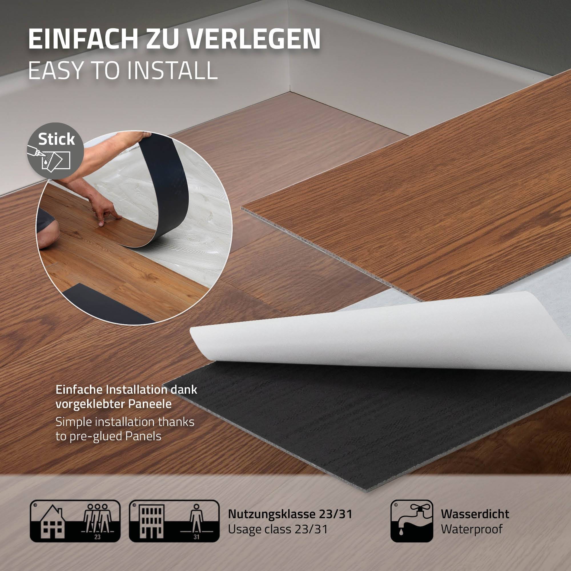 Peviasot Sol PVC Autocollant Effet Bois - 91,5x15,2 Cm, Épaisseur 1,5 Mm - Lot 10 M² - Chêne Blanc