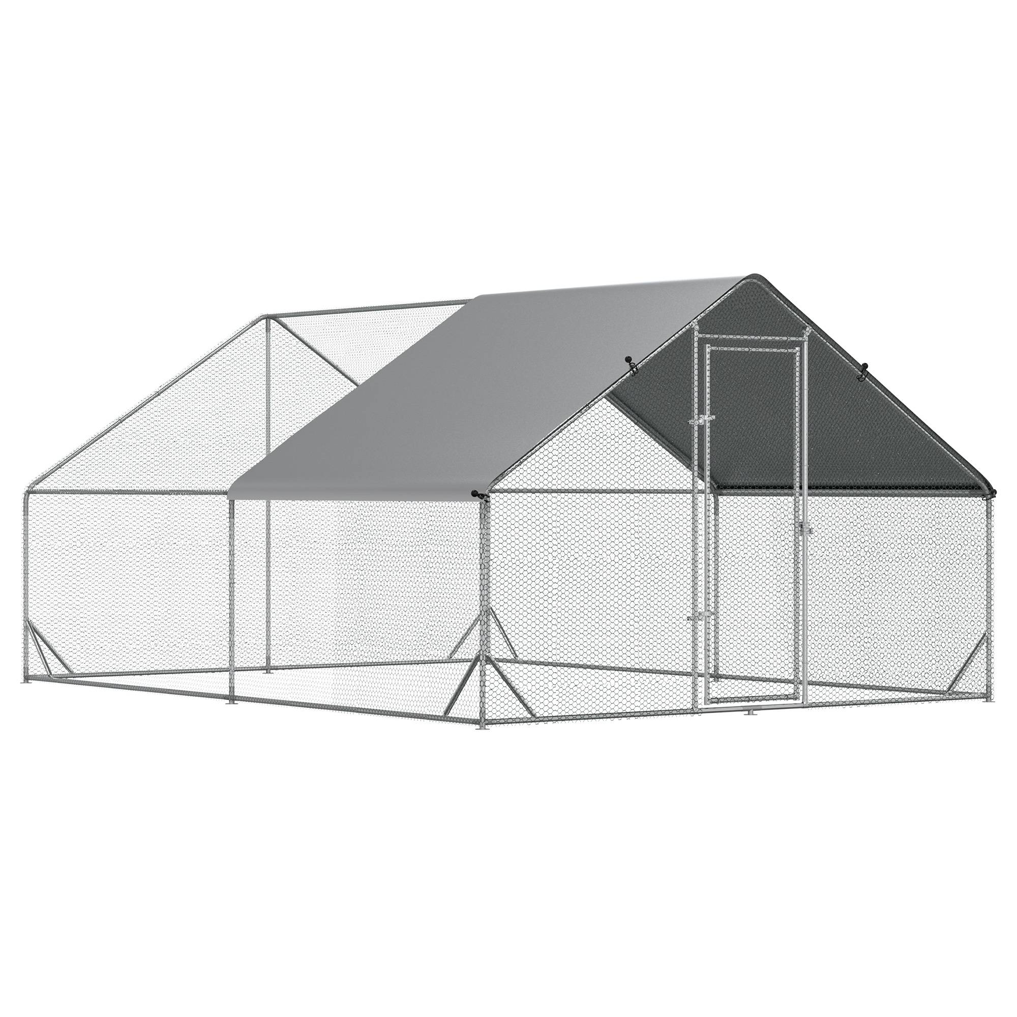 Sans Marque - Enclos poulailler chenil volière extérieur 12 m² parc grillagé 3x4x2 m espace couvert acier galvanisé