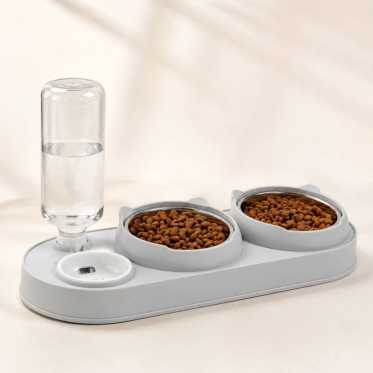 Station Alimentation 3 en 1 Bol Inox Surélevé Distributeur Eau Automatique Pour Animaux Compagnons - Image 9