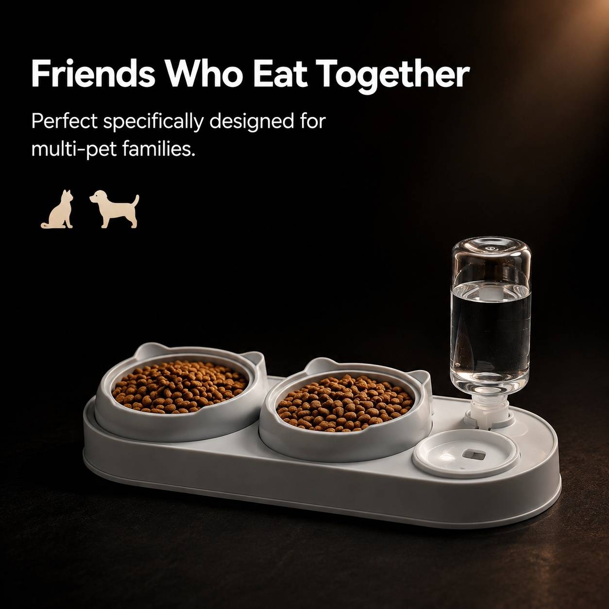 Station Alimentation 3 en 1 Bol Inox Surélevé Distributeur Eau Automatique Pour Animaux Compagnons - Image 8