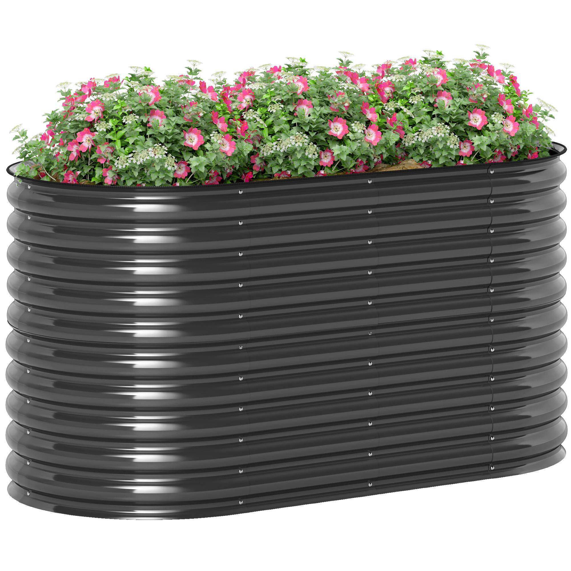 Jardinière métal avec bord sécurité et gants, fond ouvert, 160Lx80Px80H cm, gris foncé - Image 2