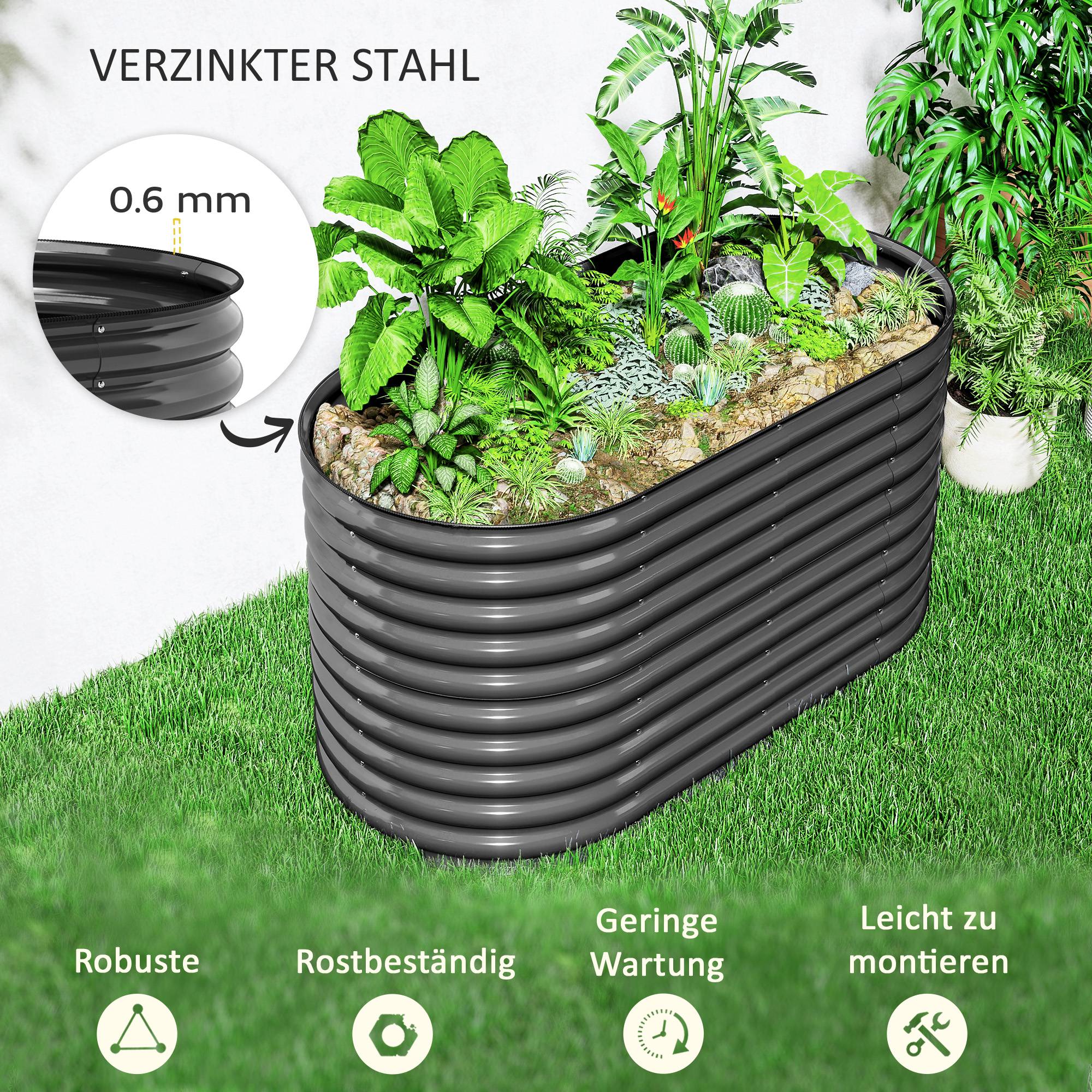Jardinière métal avec bord sécurité et gants, fond ouvert, 160Lx80Px80H cm, gris foncé - Image 7