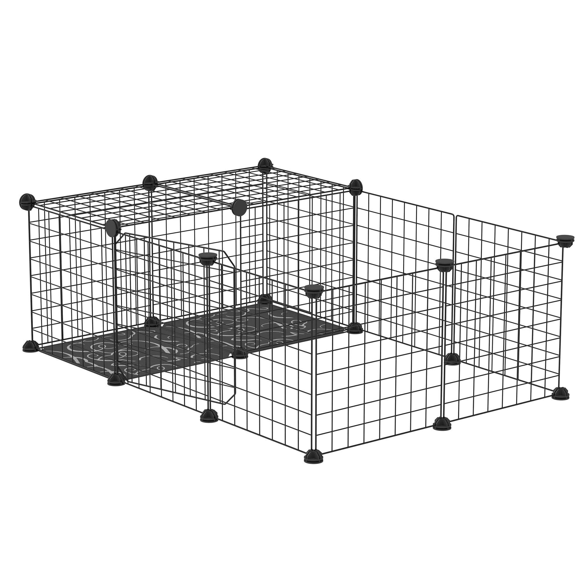 Enclos modulable en acier pour lapins et rongeurs parc de jeu intérieur 105x70x35 cm noir - ComfortXL Outdoor Living - Image 1