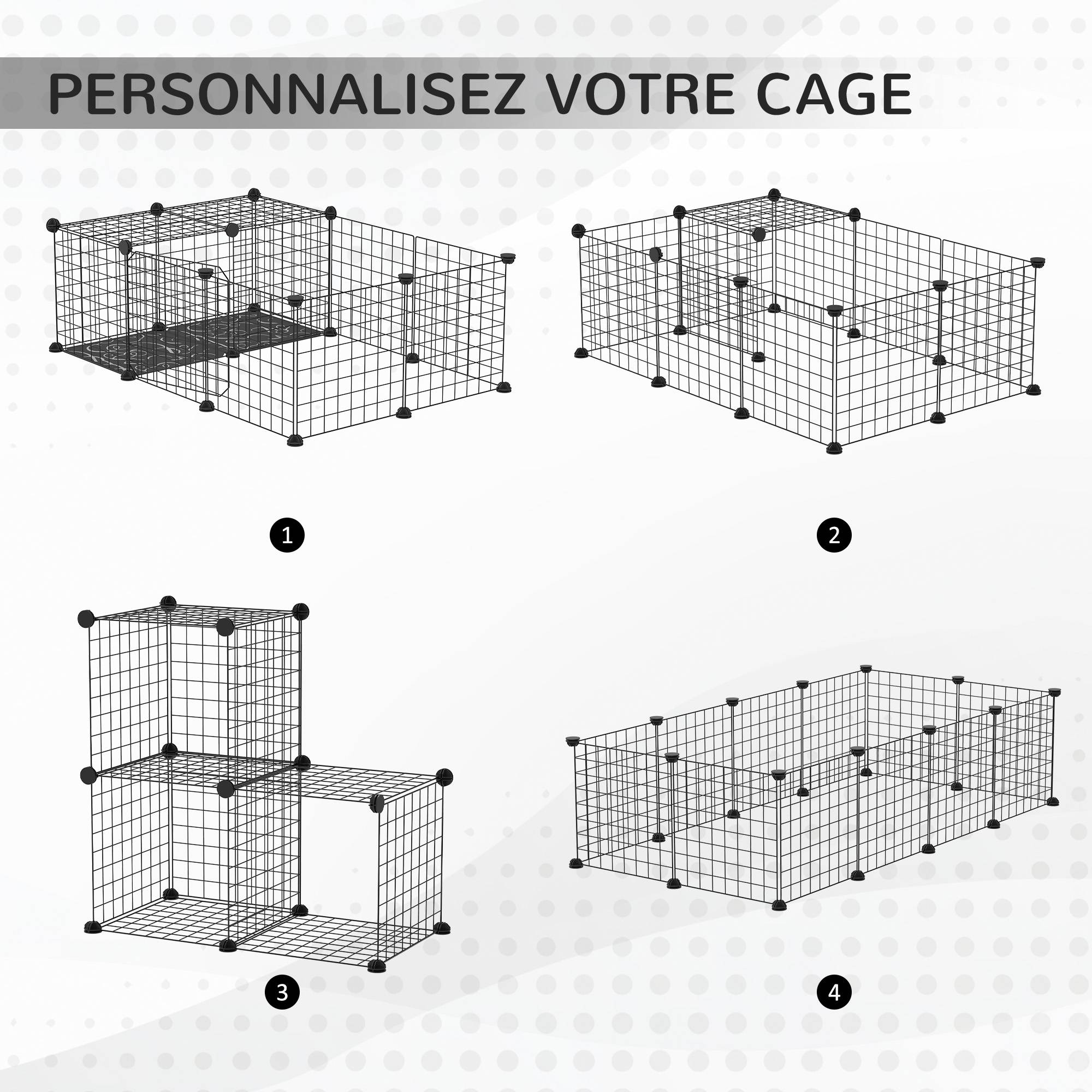 Enclos modulable en acier pour lapins et rongeurs parc de jeu intérieur 105x70x35 cm noir - ComfortXL Outdoor Living - Image 6