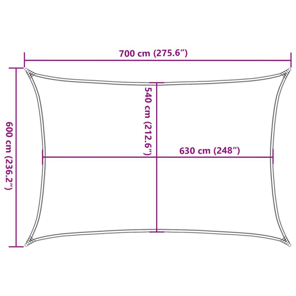 Voile d'ombrage PEHD marron 600 x 700 cm - PANGIVO - Image 9