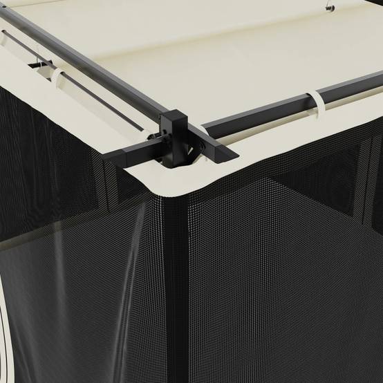Tonnelle en Acier avec Toit Rétractable et Parois Moustiquaires pour Jardin Crème 3x3 m – ComfortXL Outdoor Living - Image 7