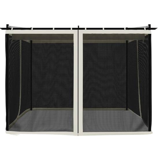 Tonnelle en Acier avec Toit Rétractable et Parois Moustiquaires pour Jardin Crème 3x3 m – ComfortXL Outdoor Living - Image 4