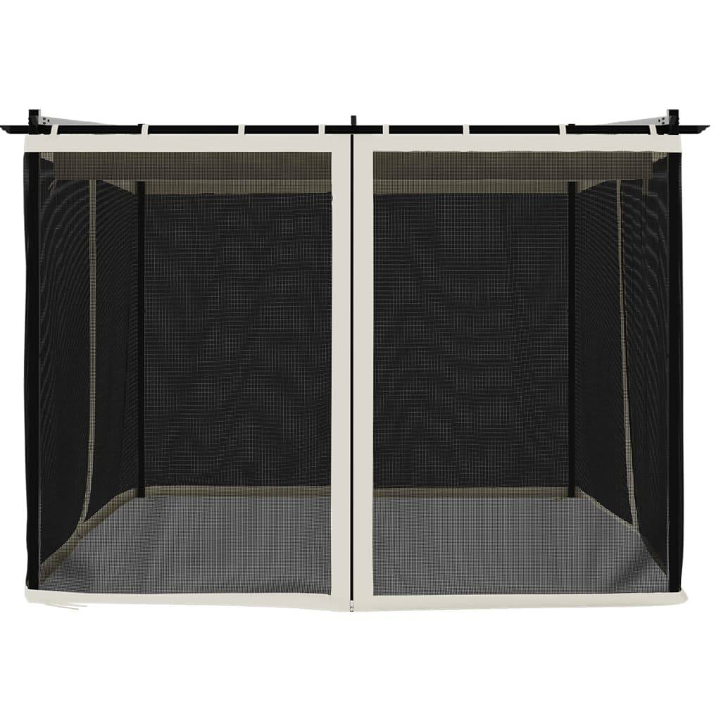 Tonnelle en Acier avec Toit Rétractable et Parois Moustiquaires pour Jardin Crème 3x3 m – ComfortXL Outdoor Living - Image 4