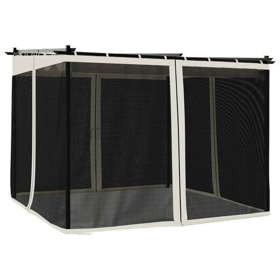 Tonnelle en Acier avec Toit Rétractable et Parois Moustiquaires pour Jardin Crème 3x3 m – ComfortXL Outdoor Living - Image 2