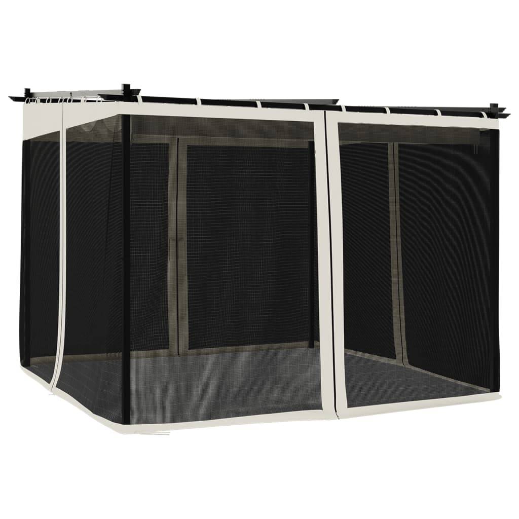 Tonnelle en Acier avec Toit Rétractable et Parois Moustiquaires pour Jardin Crème 3x3 m – ComfortXL Outdoor Living - Image 2