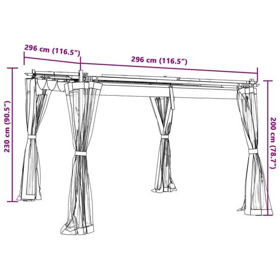 Tonnelle en Acier avec Toit Rétractable et Parois Moustiquaires pour Jardin Crème 3x3 m – ComfortXL Outdoor Living - Image 9