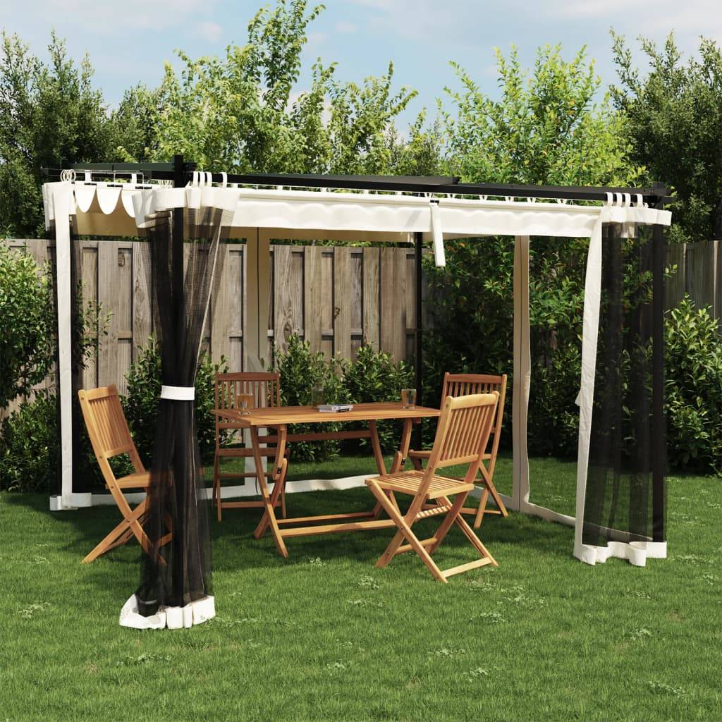 Tonnelle en Acier avec Toit Rétractable et Parois Moustiquaires pour Jardin Crème 3x3 m – ComfortXL Outdoor Living - Image 1