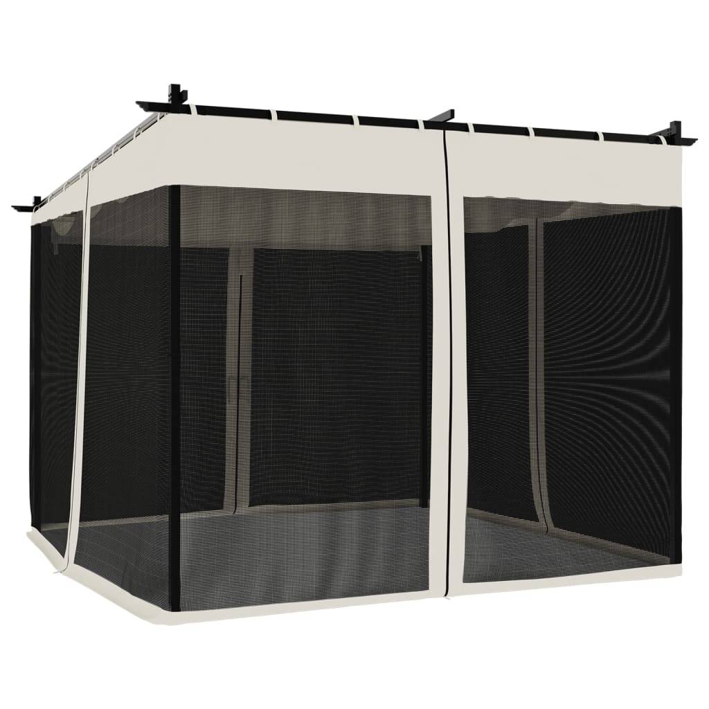 Tonnelle en Acier avec Toit Rétractable et Parois Moustiquaires pour Jardin Crème 3x3 m – ComfortXL Outdoor Living - Image 6