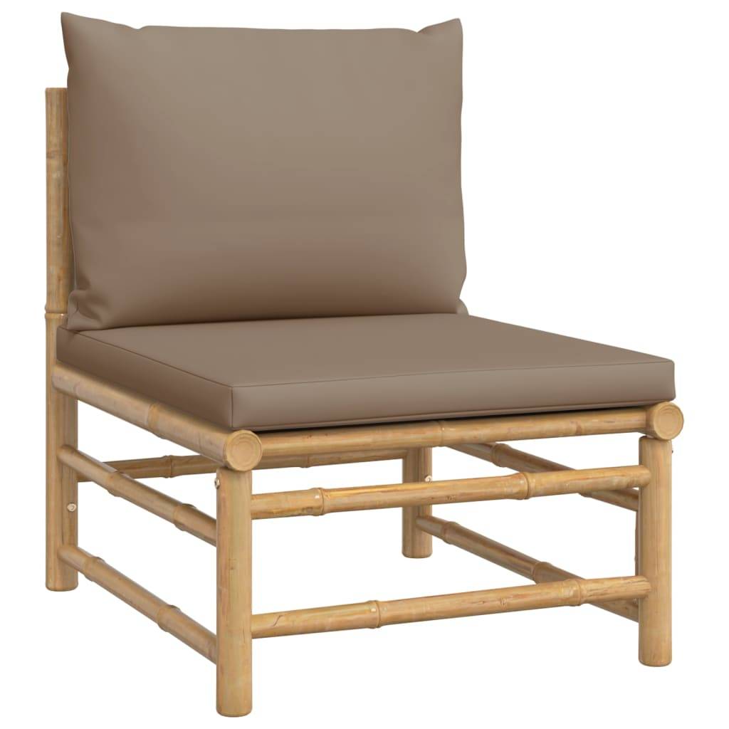 Ensemble Canapé Jardin Bambou 3 pcs Coussins Taupe Sectionnel – ComfortXL Outdoor Living - Image 5