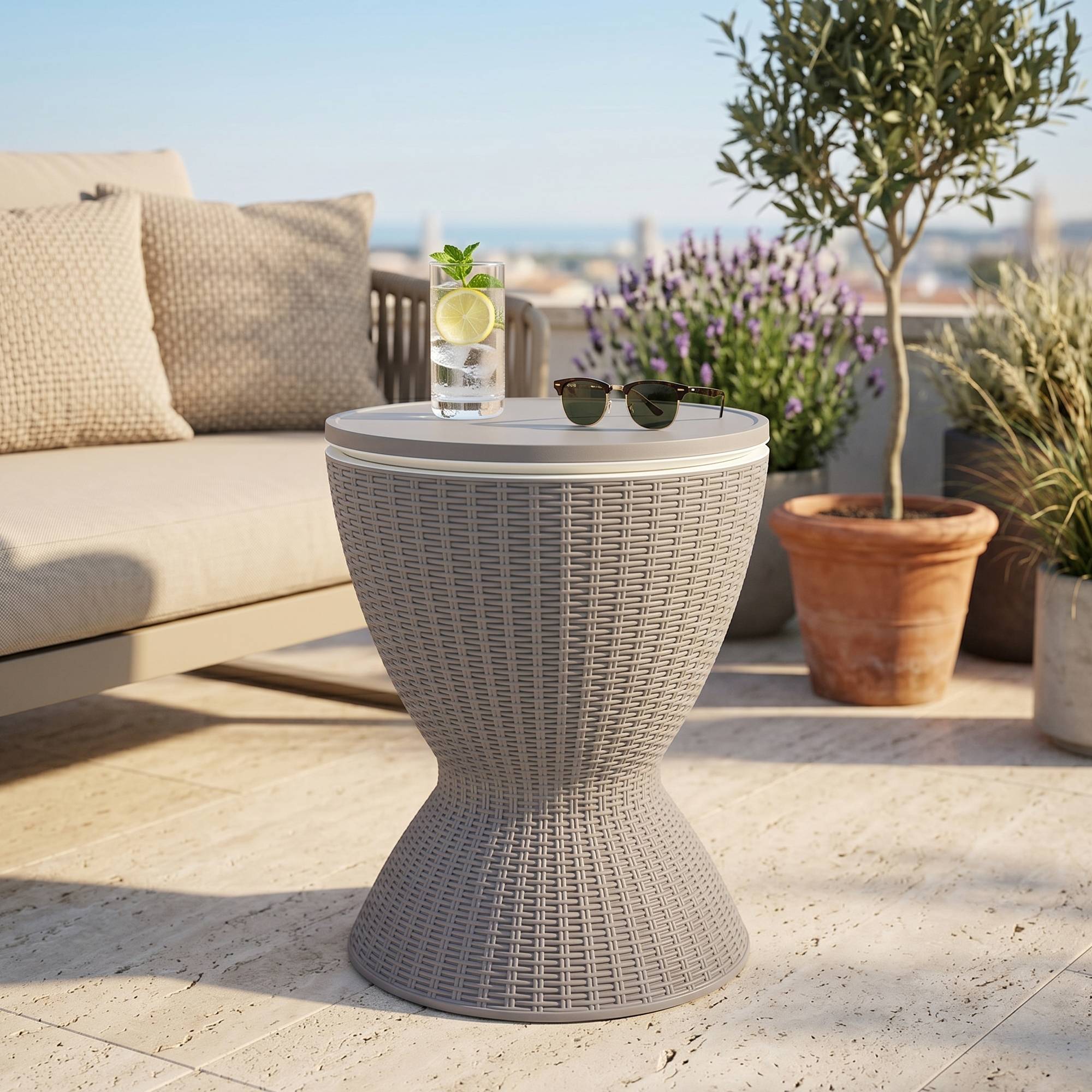 Casa.Pro - Table glacière Atessa capacité 30 L marron clair casa.pro - Imagen 2