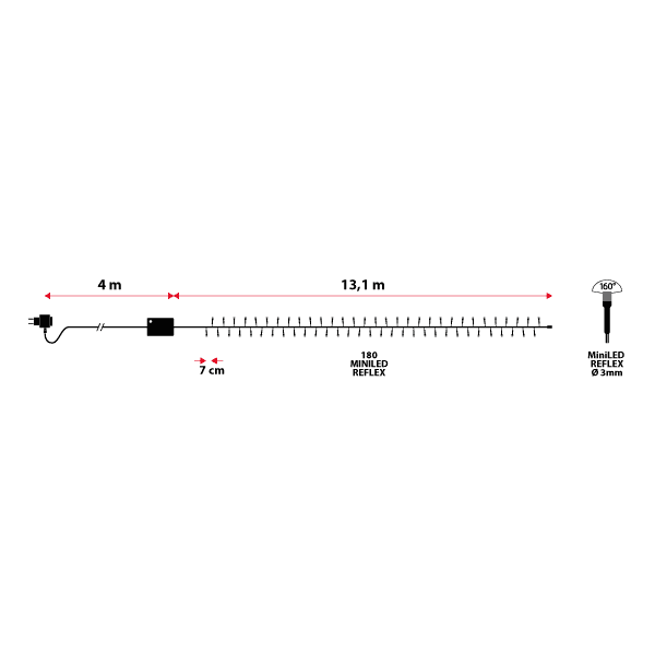 Lotti - Guirlande lumineuse rouge 13m 180mini LED 8 modes d'animations câble vert Lotti - Imagen 2