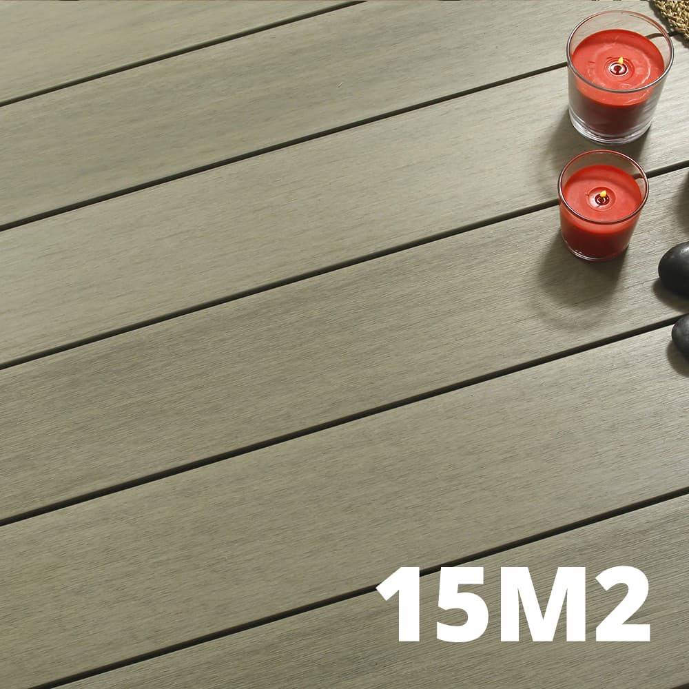Kit Terrasse Composite NAVIA 15m² - Gris Clair - 46 Lames de Terrasse (220 x 14.5 x 2.2 cm) - Fixation par Clips - Terrasse - Imagen 1