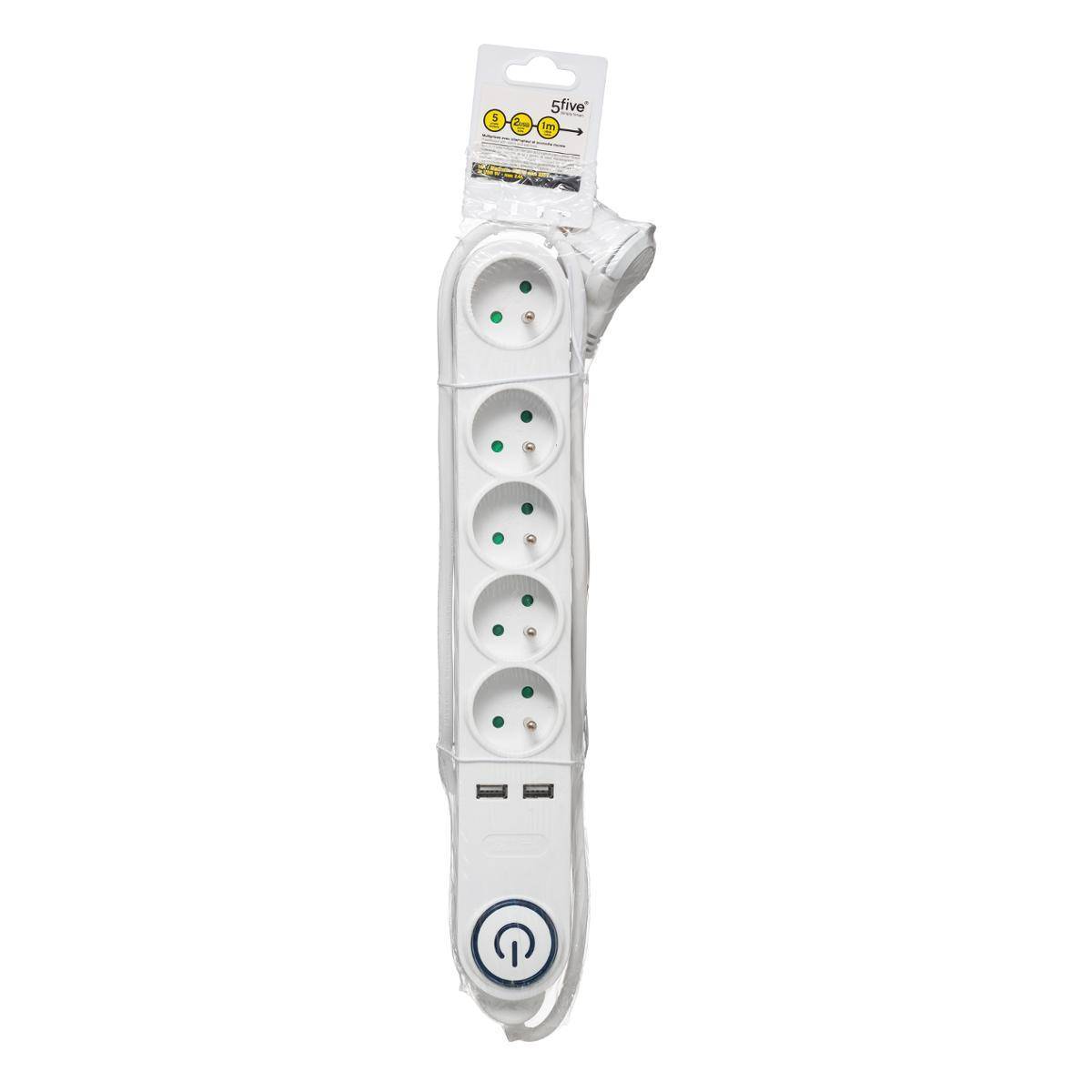 Multiprise 5 prises avec terre et 2 prises USB - 5five - Image 2