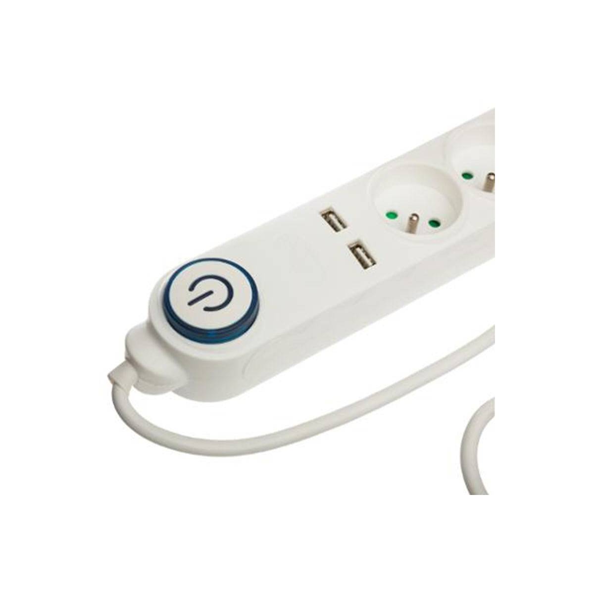 Multiprise 5 Prises "2 USB" 100cm Blanc - Image 2