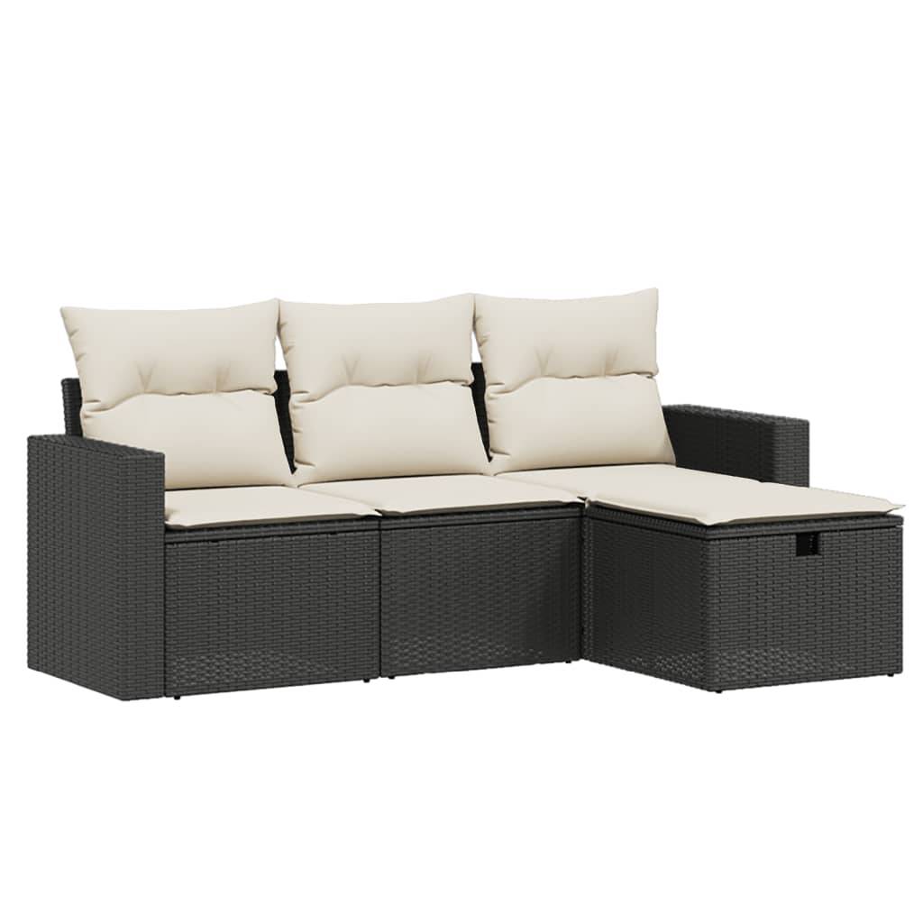 Salon de jardin 4 places en résine tressée avec fauteuils et pouf Noir – ComfortXL Outdoor Living - Image 2