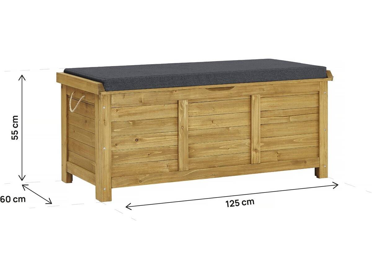 Coffre De Jardin "gana" En Bois - 125 X 60 X 55 Cm - Marron -habitat Et Jardin - Image 4