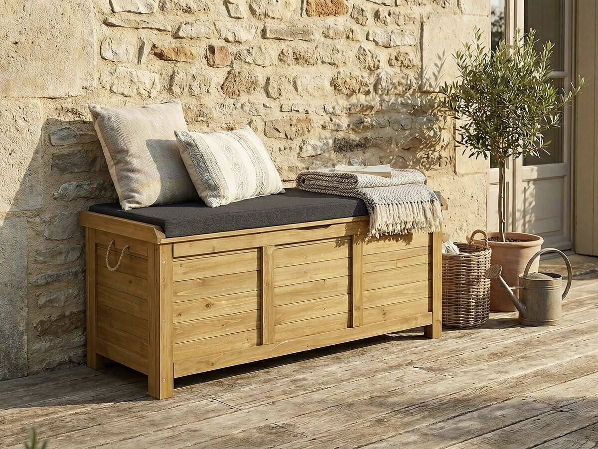 Coffre De Jardin "gana" En Bois - 125 X 60 X 55 Cm - Marron -habitat Et Jardin - Image 2