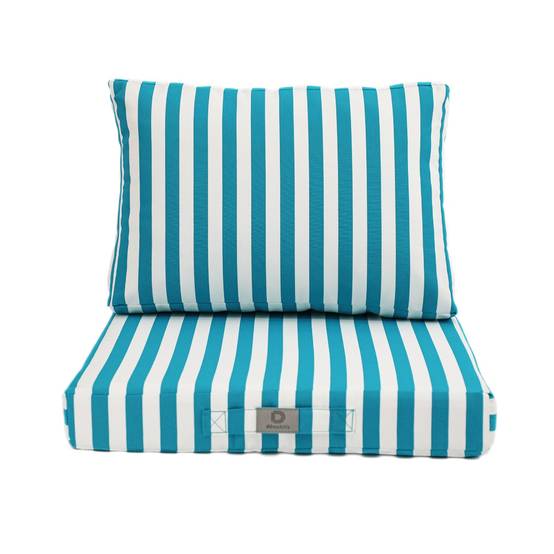 Coussins pour salon de jardin déhoussable 50x50cm Rayure turquoise - Déco arts - Image 3
