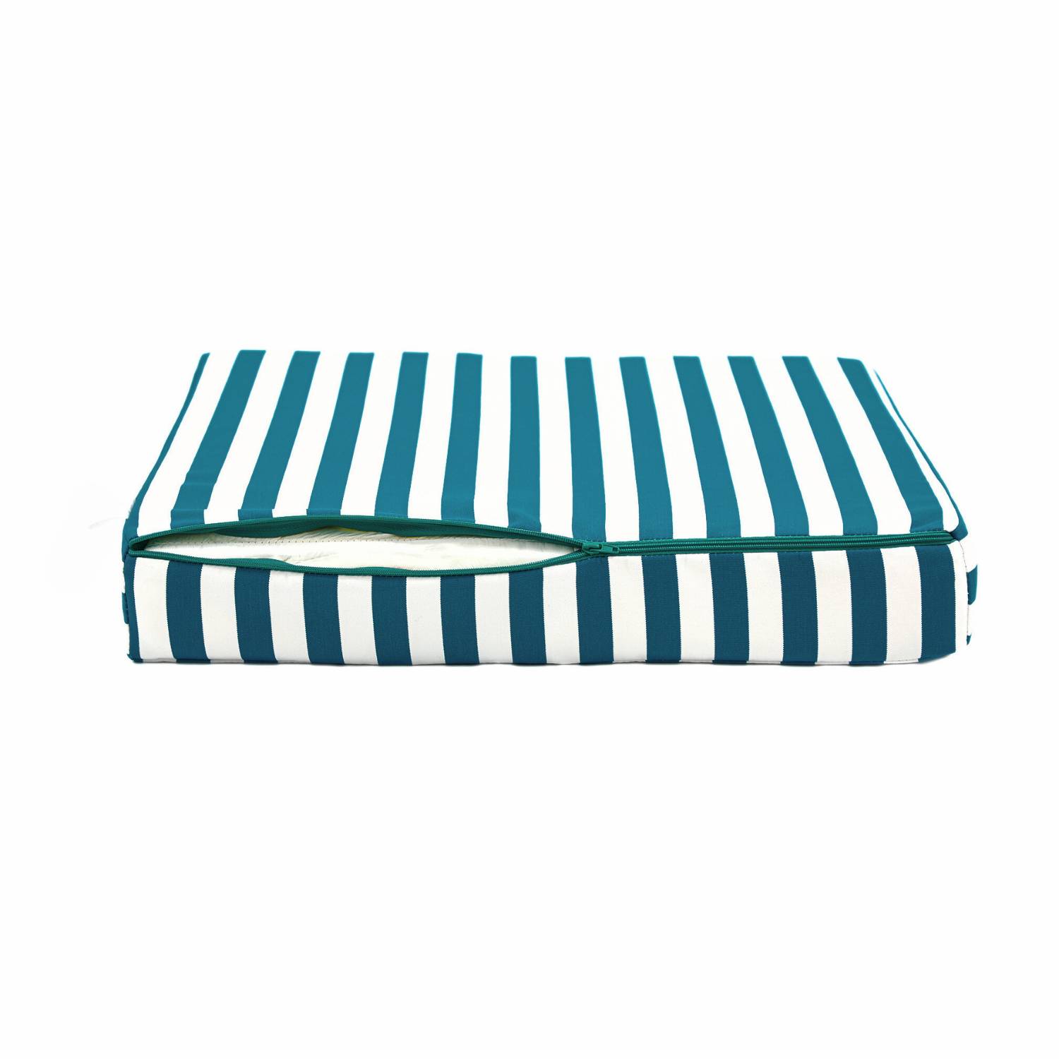 Coussins pour salon de jardin déhoussable 50x50cm Rayure turquoise - Déco arts - Image 7