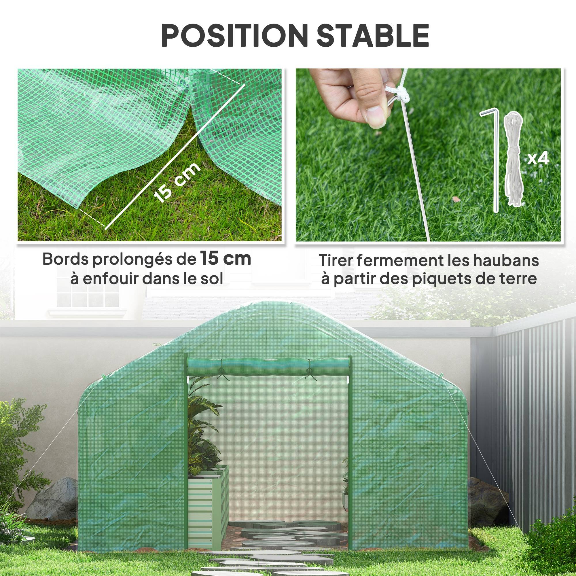 ComfortXL - Serre Tunnel de Jardin 12m² Acier Galvanisé 6 Fenêtres Aération Optimale 4x3x2m Vert - ComfortXL Outdoor Living - Image 9