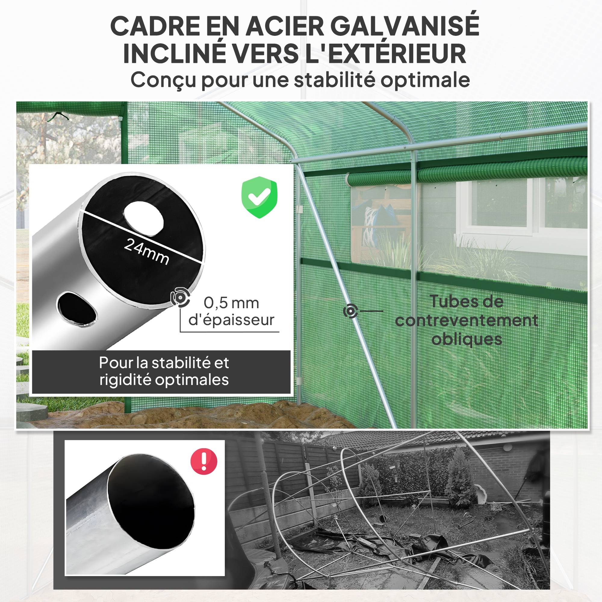 ComfortXL - Serre Tunnel de Jardin 12m² Acier Galvanisé 6 Fenêtres Aération Optimale 4x3x2m Vert - ComfortXL Outdoor Living - Image 8