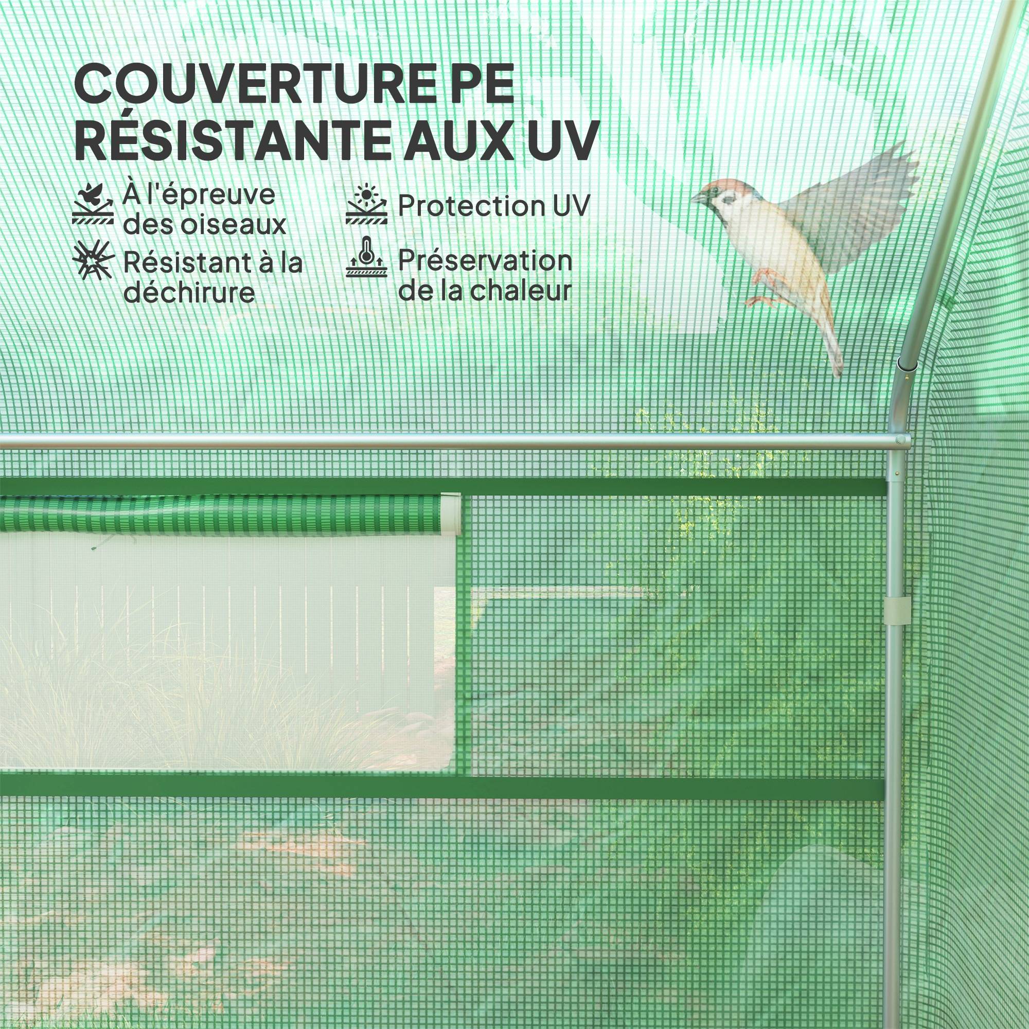 ComfortXL - Serre Tunnel de Jardin 12m² Acier Galvanisé 6 Fenêtres Aération Optimale 4x3x2m Vert - ComfortXL Outdoor Living - Image 7