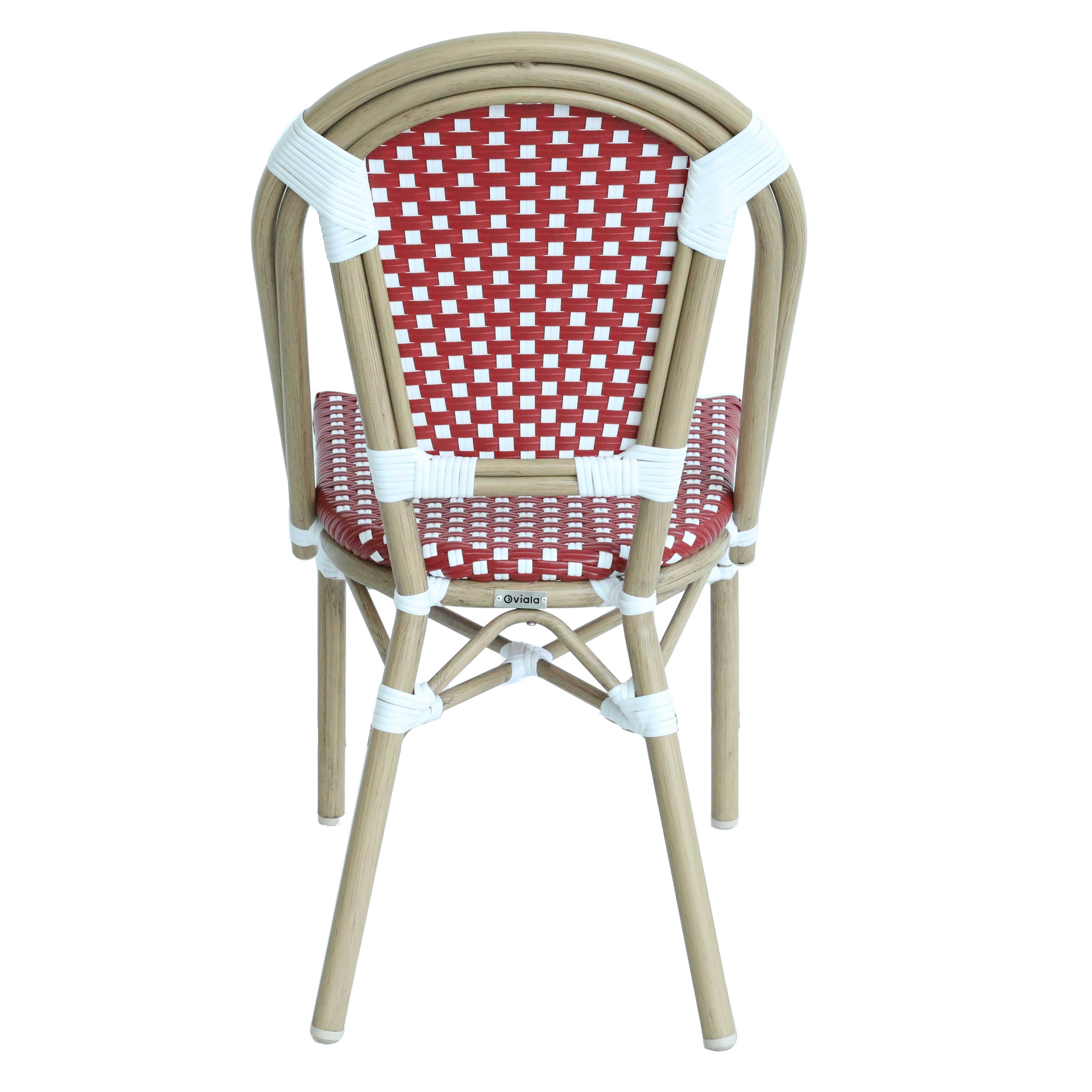 Oviala - Chaise de terrasse bistrot parisien en aluminium et rotin rouge Belleville - Oviala - Imagen 4