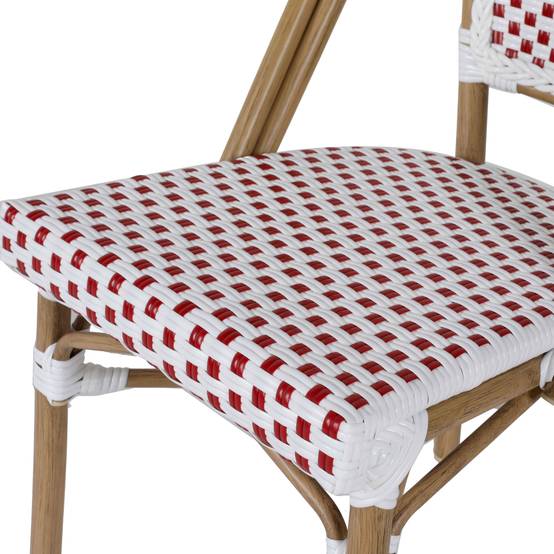 Oviala - Chaise de terrasse bistrot parisien en aluminium et rotin rouge Belleville - Oviala - Imagen 5