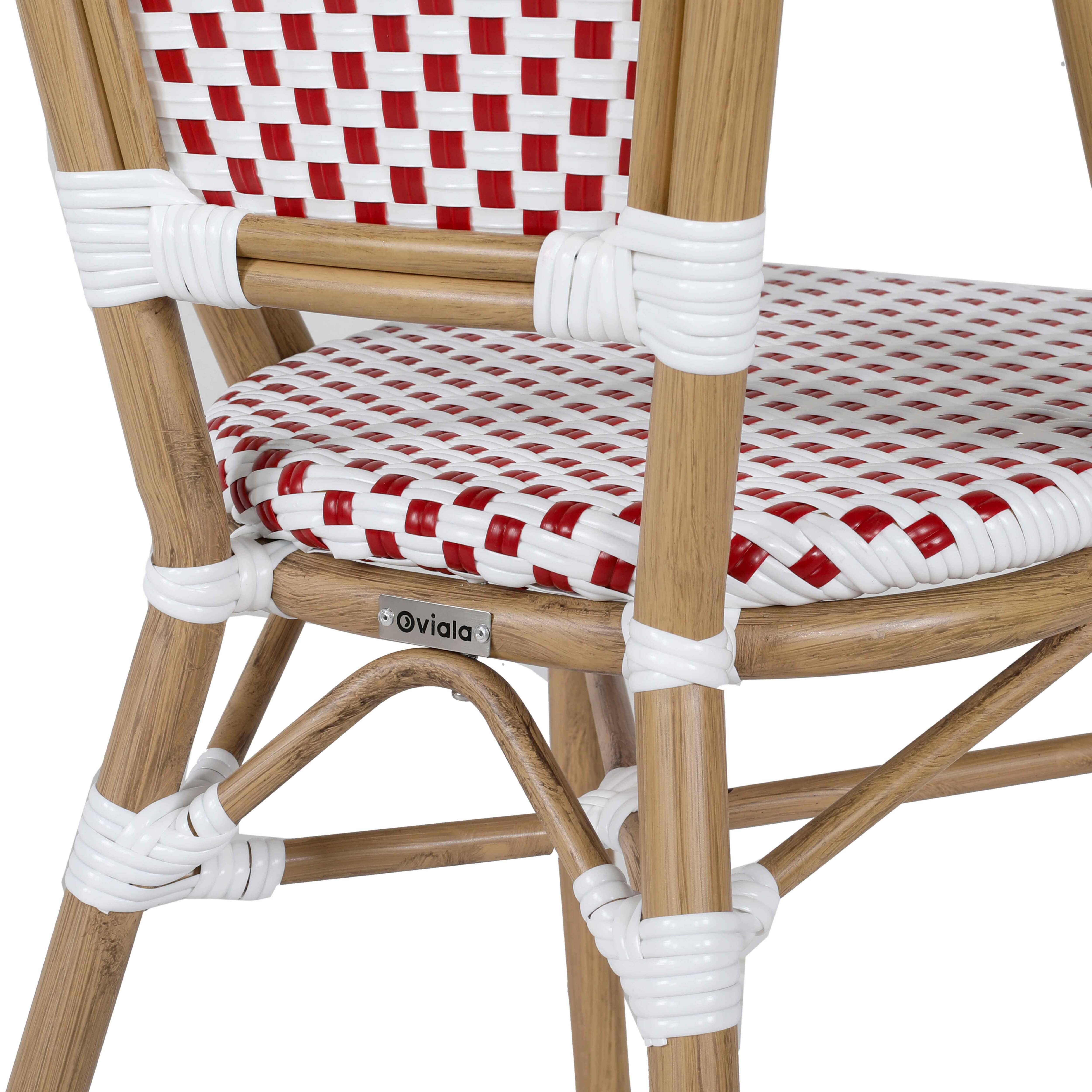 Oviala - Chaise de terrasse bistrot parisien en aluminium et rotin rouge Belleville - Oviala - Imagen 6