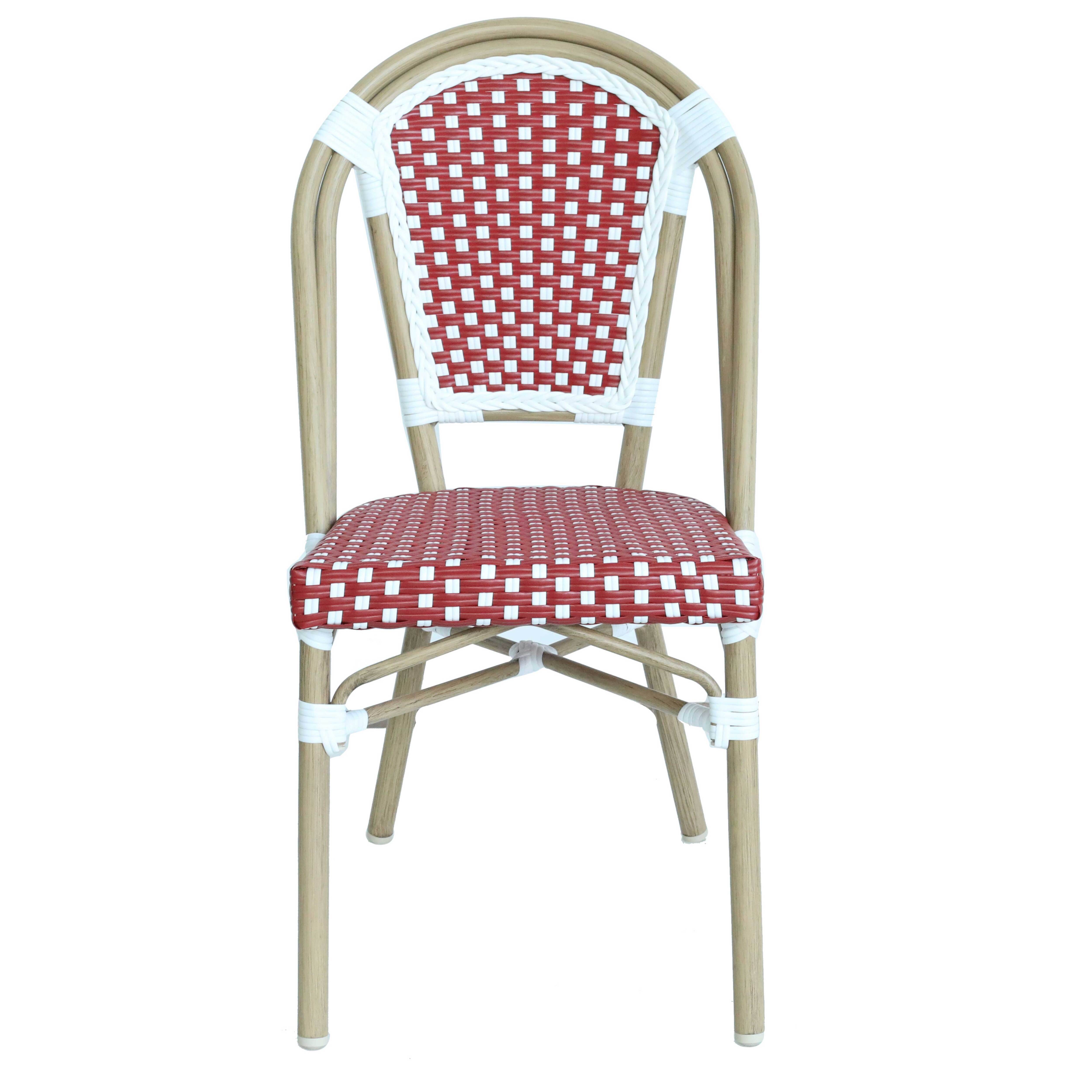 Oviala - Chaise de terrasse bistrot parisien en aluminium et rotin rouge Belleville - Oviala - Imagen 1