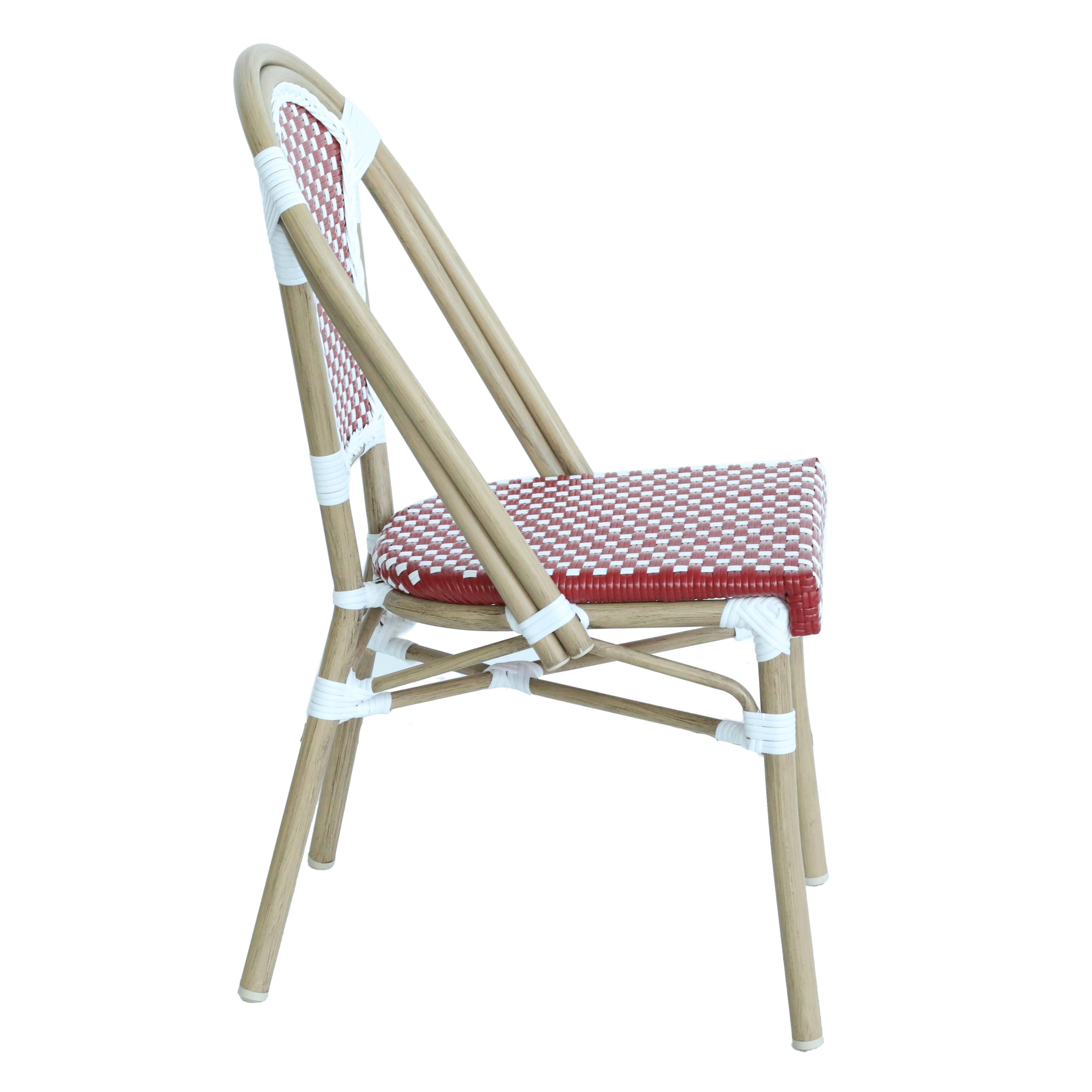 Oviala - Chaise de terrasse bistrot parisien en aluminium et rotin rouge Belleville - Oviala - Imagen 3